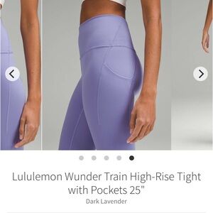 Lululemon Wunder Train High Rise Tight with Pockets in Dark lavender ❤️‍🔥